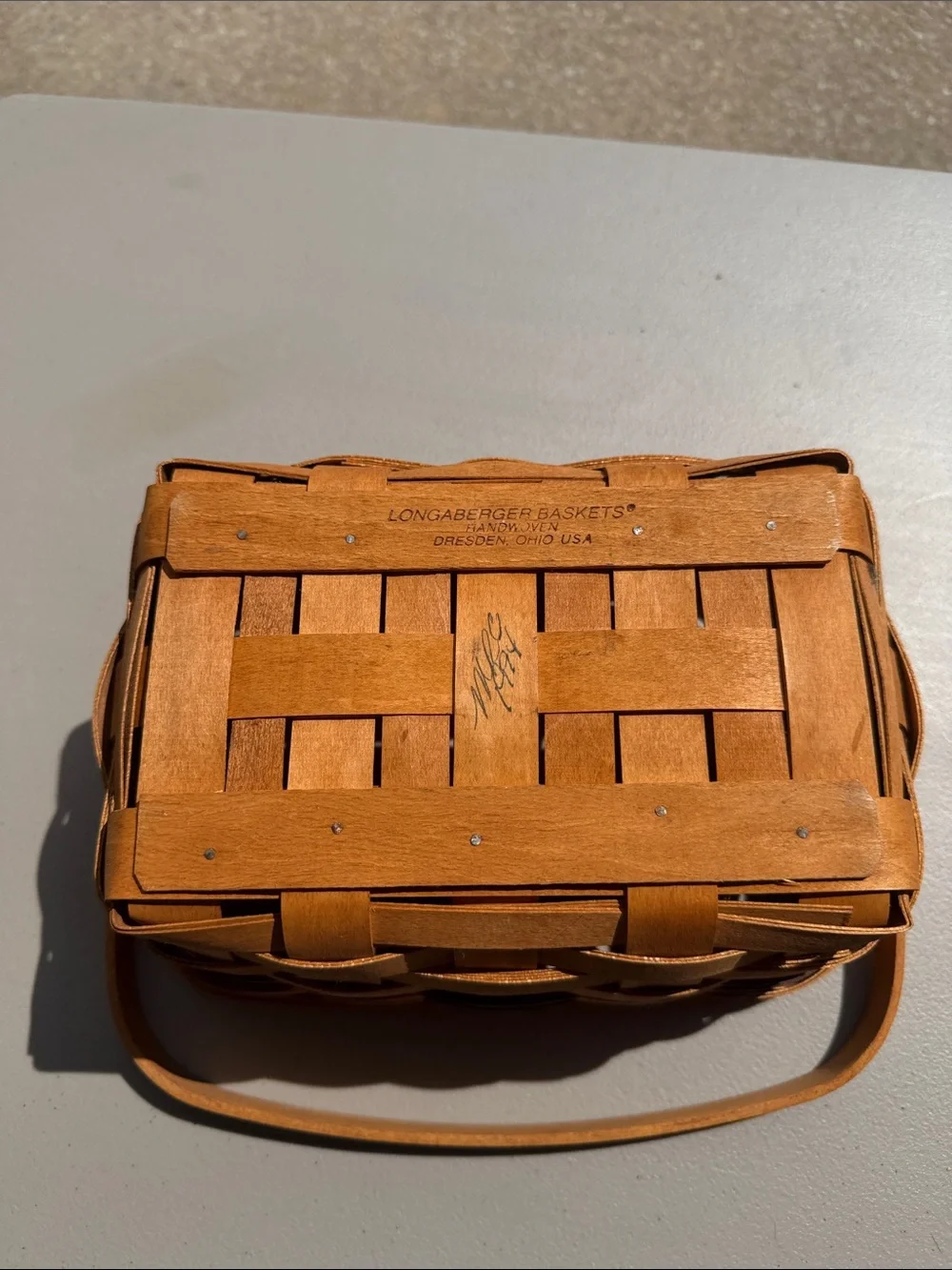 Longaberger Woven Basket Handbag in Tan and Brown
